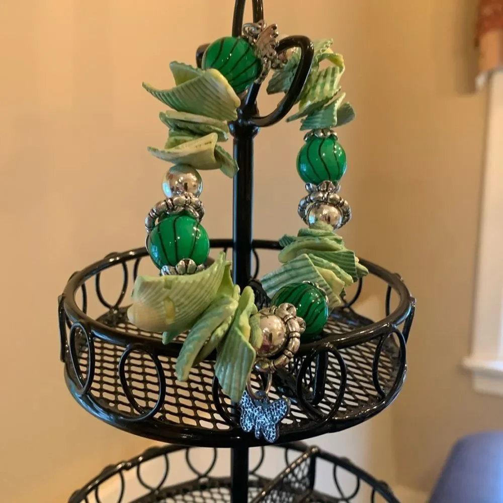 Green Chunky Bracelet with Charms